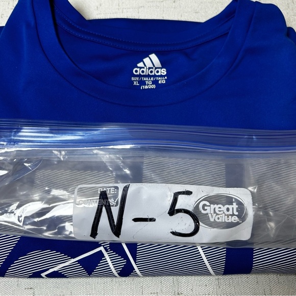 Adidas XL 18/20 Blue Athletic Shirt Moisture Wicking Graphic Tee Teens - Picture 6 of 6